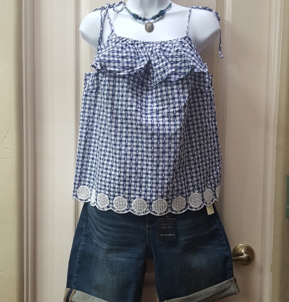 NWT J. CREW Tie-Shoulder Ruffle Top